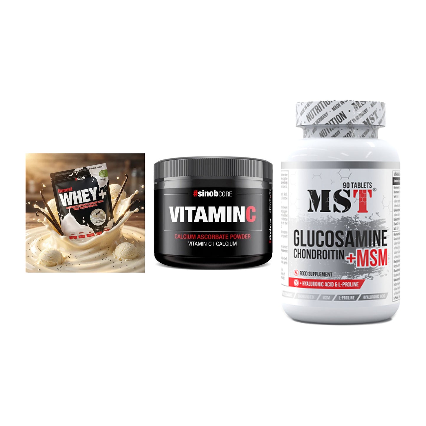 Regenerations-Set: Sinob Honest + Sinob Vitamin C + MST Glucosamine – alle enthaltenen Artikel