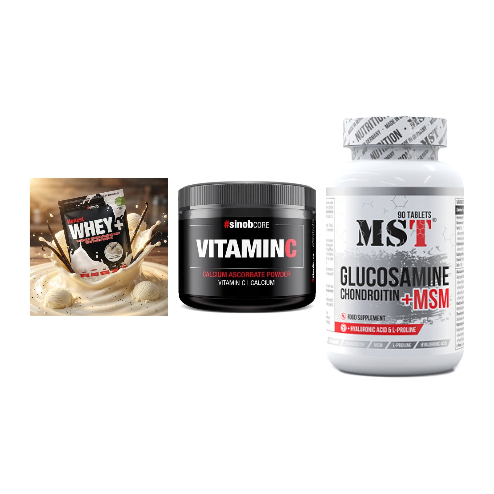 Regenerations-Set: Sinob Honest + Sinob Vitamin C + MST Glucosamine – alle enthaltenen Artikel