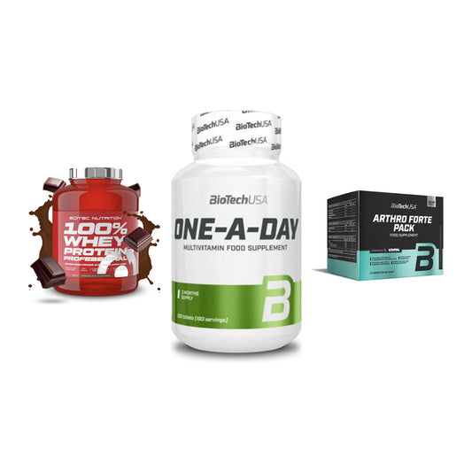 Regenerations-Set: Scitec 100% + BioTech One A + BioTech Arthro – alle enthaltenen Artikel