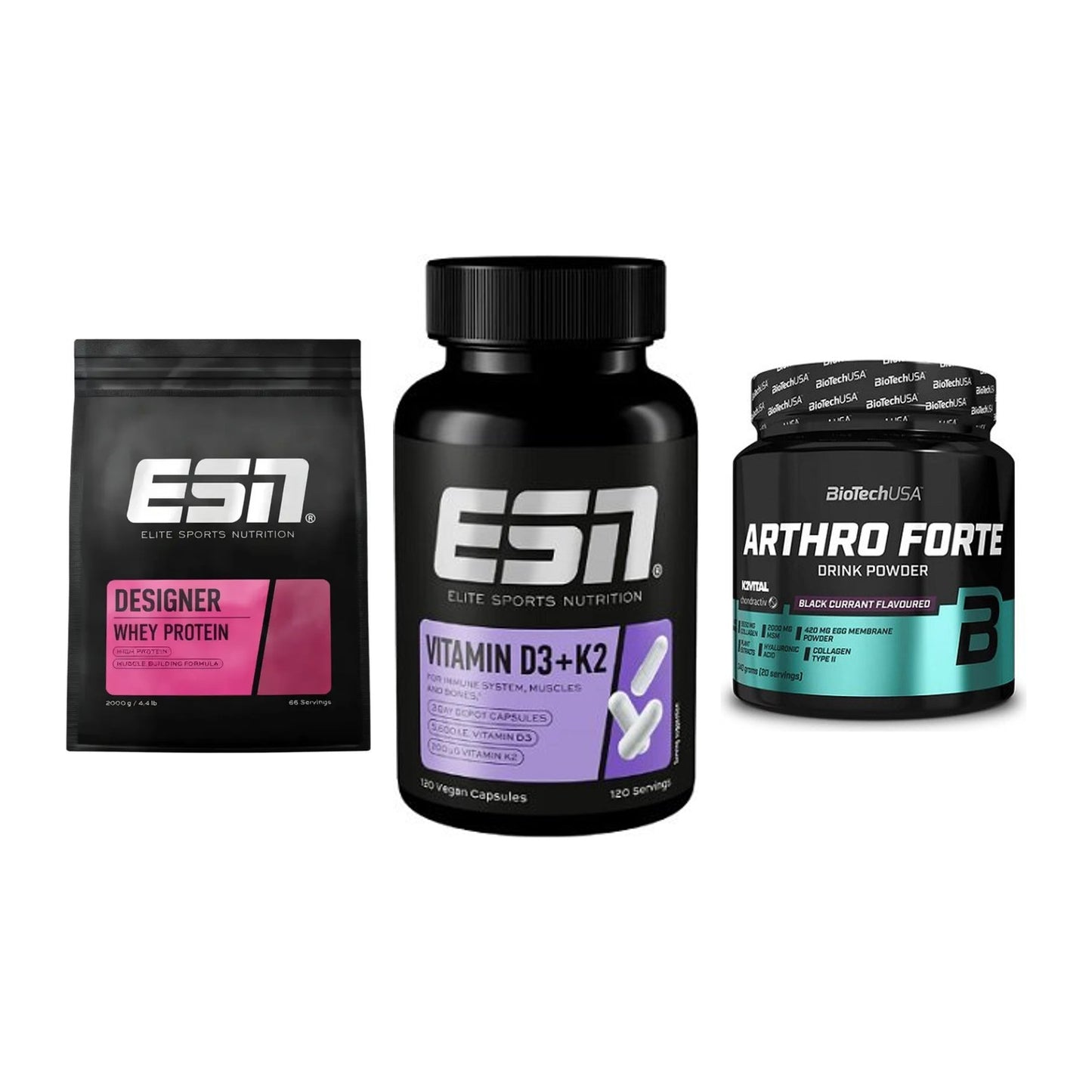 Regenerations-Set: ESN Designer + ESN Vitamin D3 + BioTech Arthro – alle enthaltenen Artikel