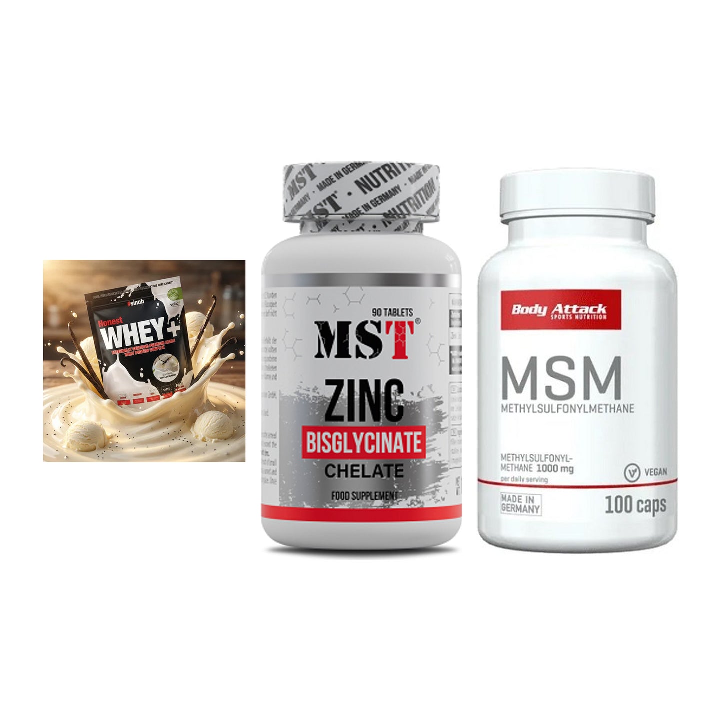 Regenerations-Set: Sinob Honest + MST Zinc + Body Attack MSM – alle enthaltenen Artikel