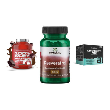 Regenerations-Set: Scitec 100% + Swanson Resvera + BioTech Arthro – alle enthaltenen Artikel