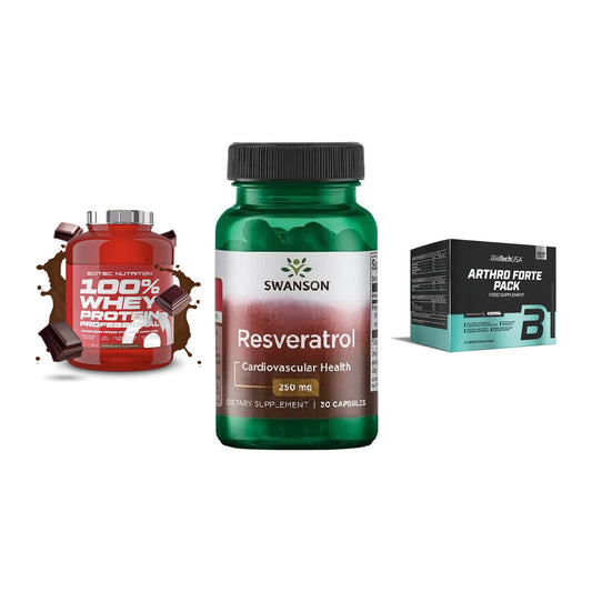 Regenerations-Set: Scitec 100% + Swanson Resvera + BioTech Arthro – alle enthaltenen Artikel