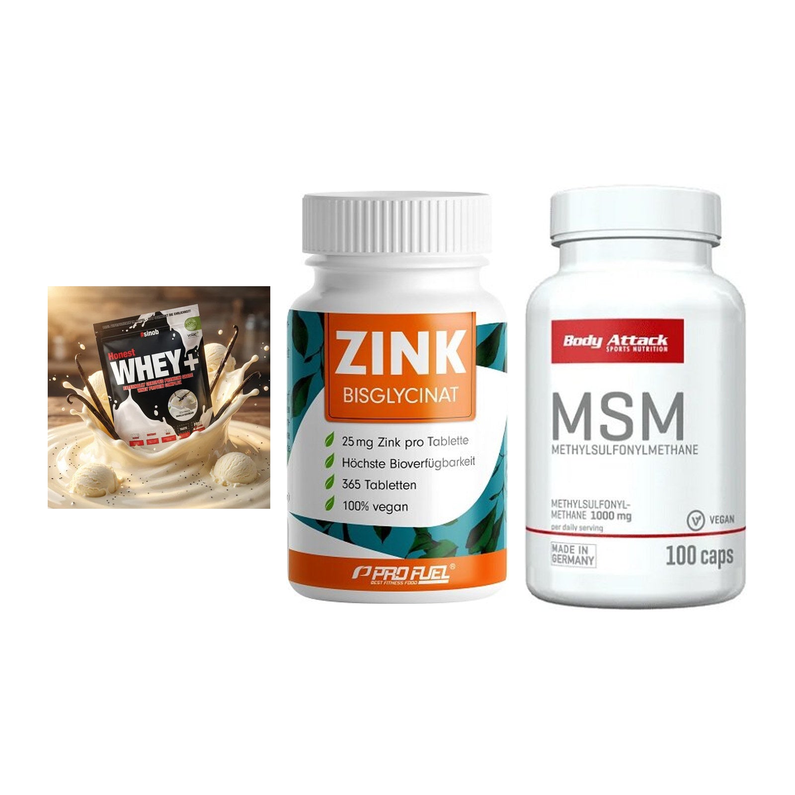 Regenerations-Set: Sinob Honest + ProFuel Zink + Body Attack MSM – alle enthaltenen Artikel