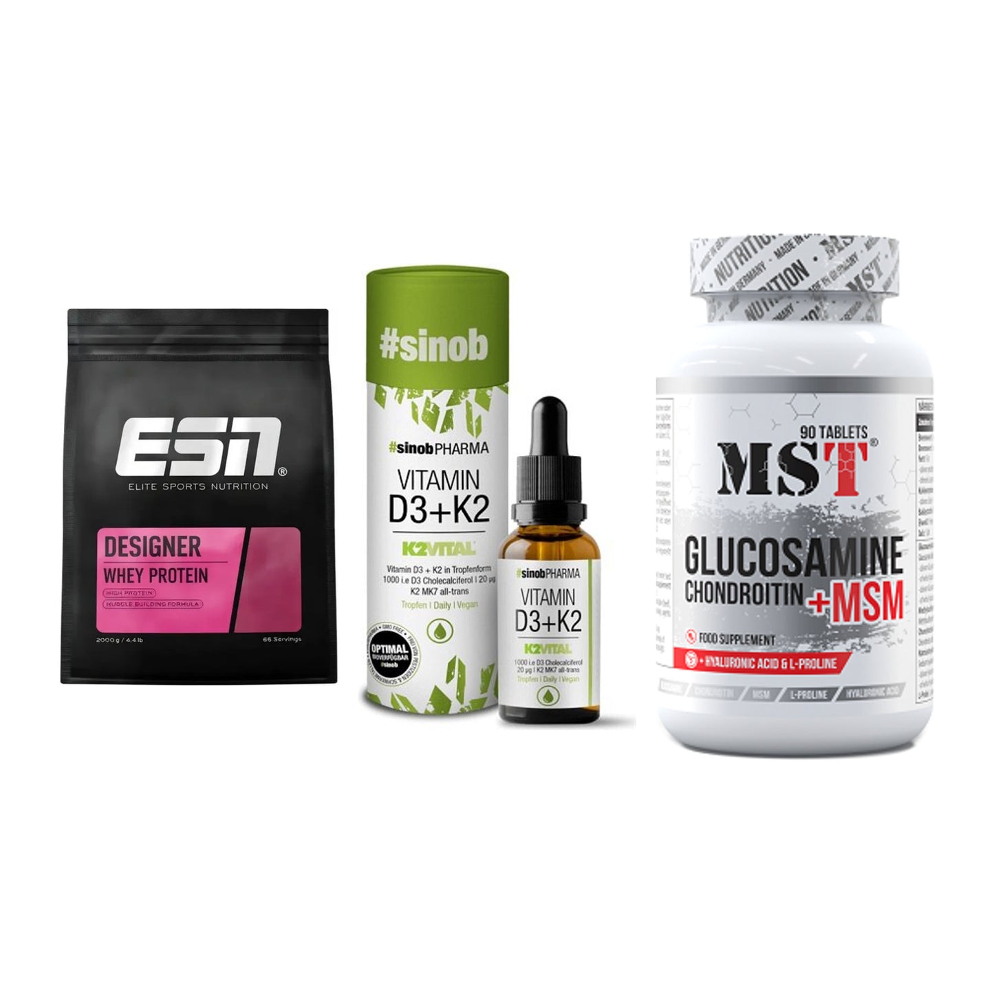 Regenerations-Set: ESN Designer + Sinob Vitamin + MST Glucosamine – alle enthaltenen Artikel