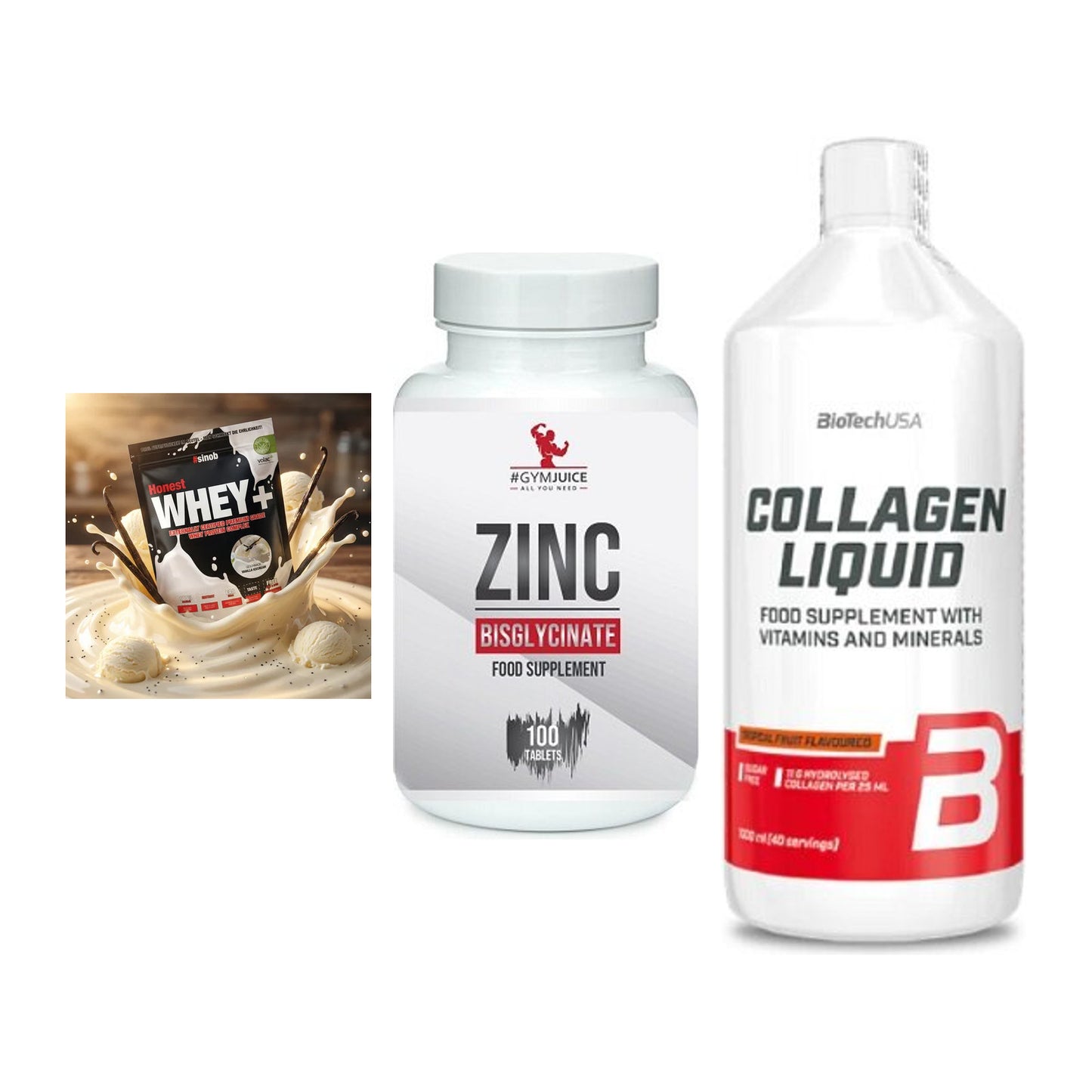 Regenerations-Set: Sinob Honest + #GYMJUICE ZINC + BioTech Collage – alle enthaltenen Artikel