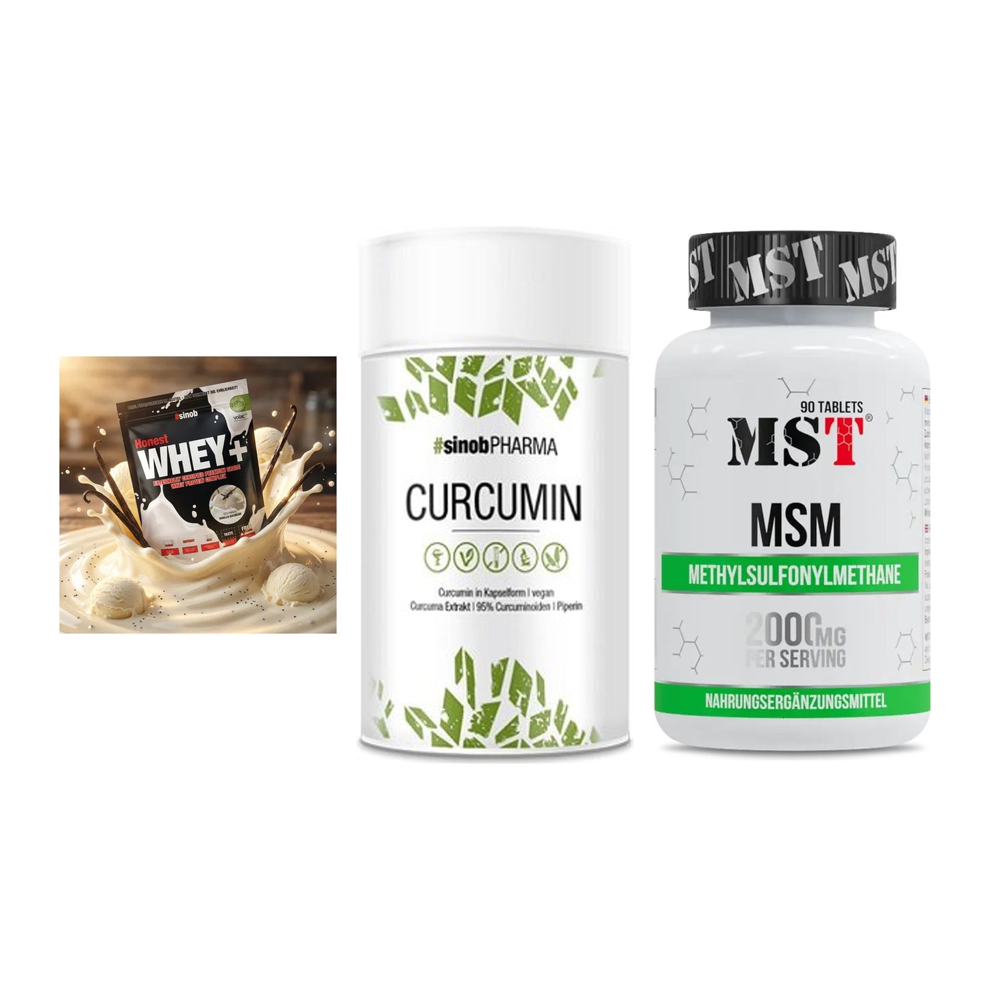 Regenerations-Set: Sinob Honest + Sinob Curcumin + MST MSM 2000 / – alle enthaltenen Artikel