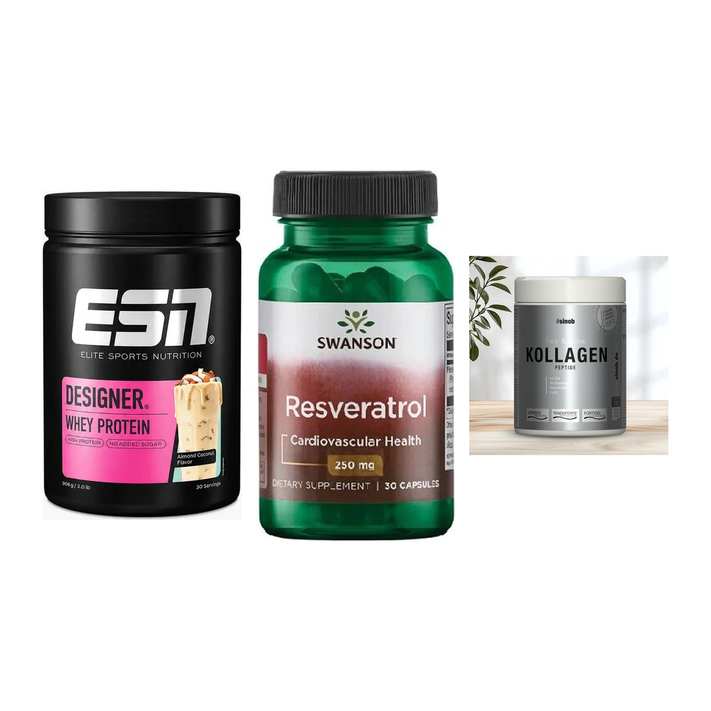 Regenerations-Set: ESN Designer + Swanson Resvera + Sinob Kollagen – alle enthaltenen Artikel