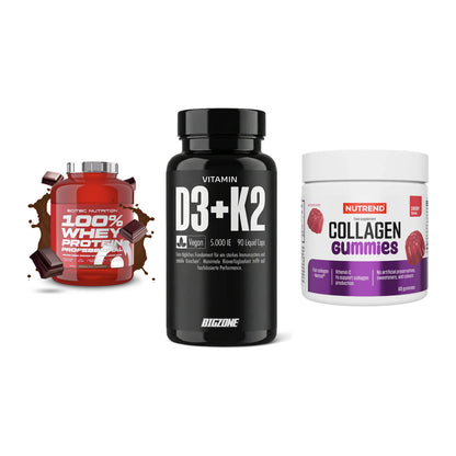 Regenerations-Set: Scitec 100% + Big Zone + Nutrend Collage – alle enthaltenen Artikel