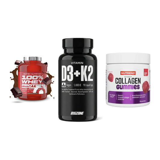 Regenerations-Set: Scitec 100% + Big Zone + Nutrend Collage – alle enthaltenen Artikel