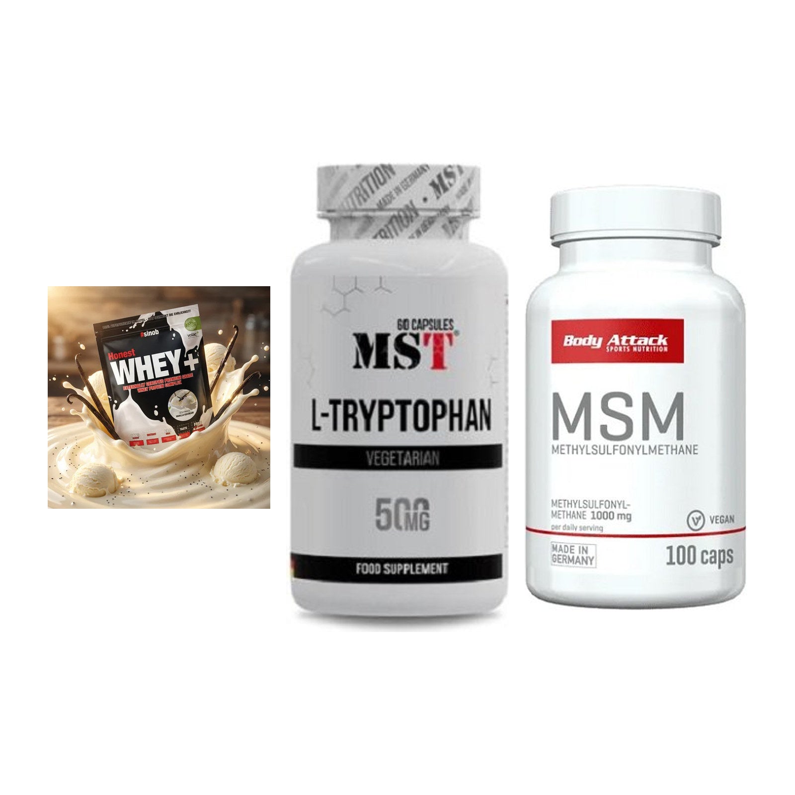 Regenerations-Set: Sinob Honest + MST Tryptophan + Body Attack MSM – alle enthaltenen Artikel
