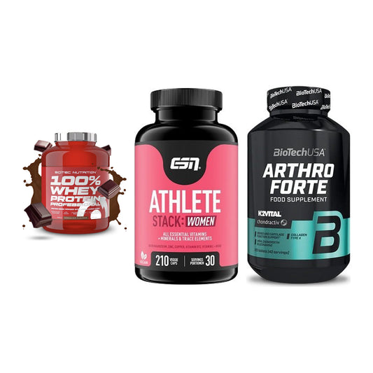 Regenerations-Set: Scitec 100% + ESN Athlete + BioTech Arthro – alle enthaltenen Artikel