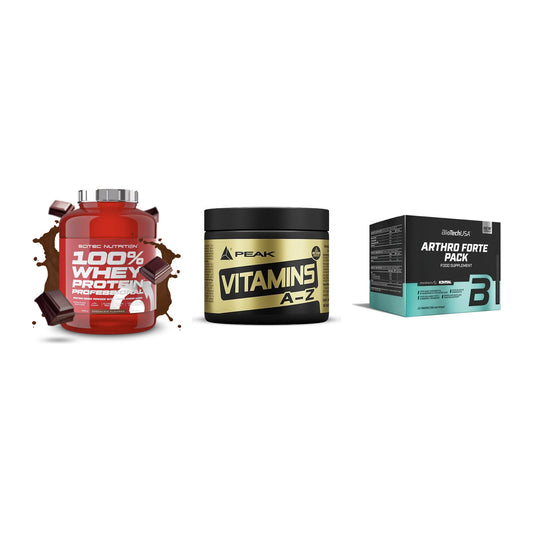 Regenerations-Set: Scitec 100% + Peak Vitamin + BioTech Arthro – alle enthaltenen Artikel