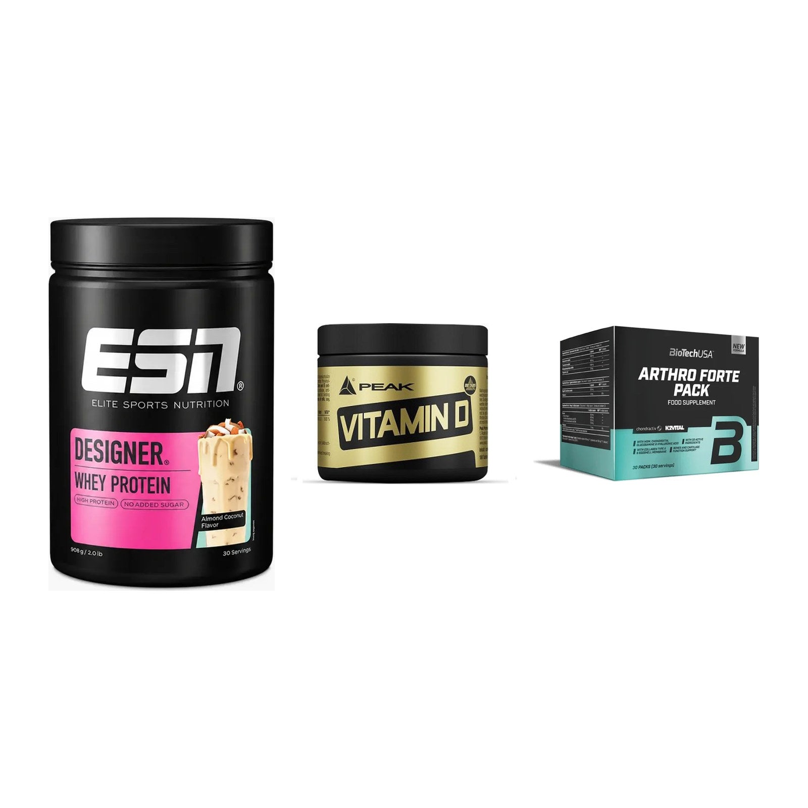 Regenerations-Set: ESN Designer + Peak Vitamin D + BioTech Arthro – alle enthaltenen Artikel