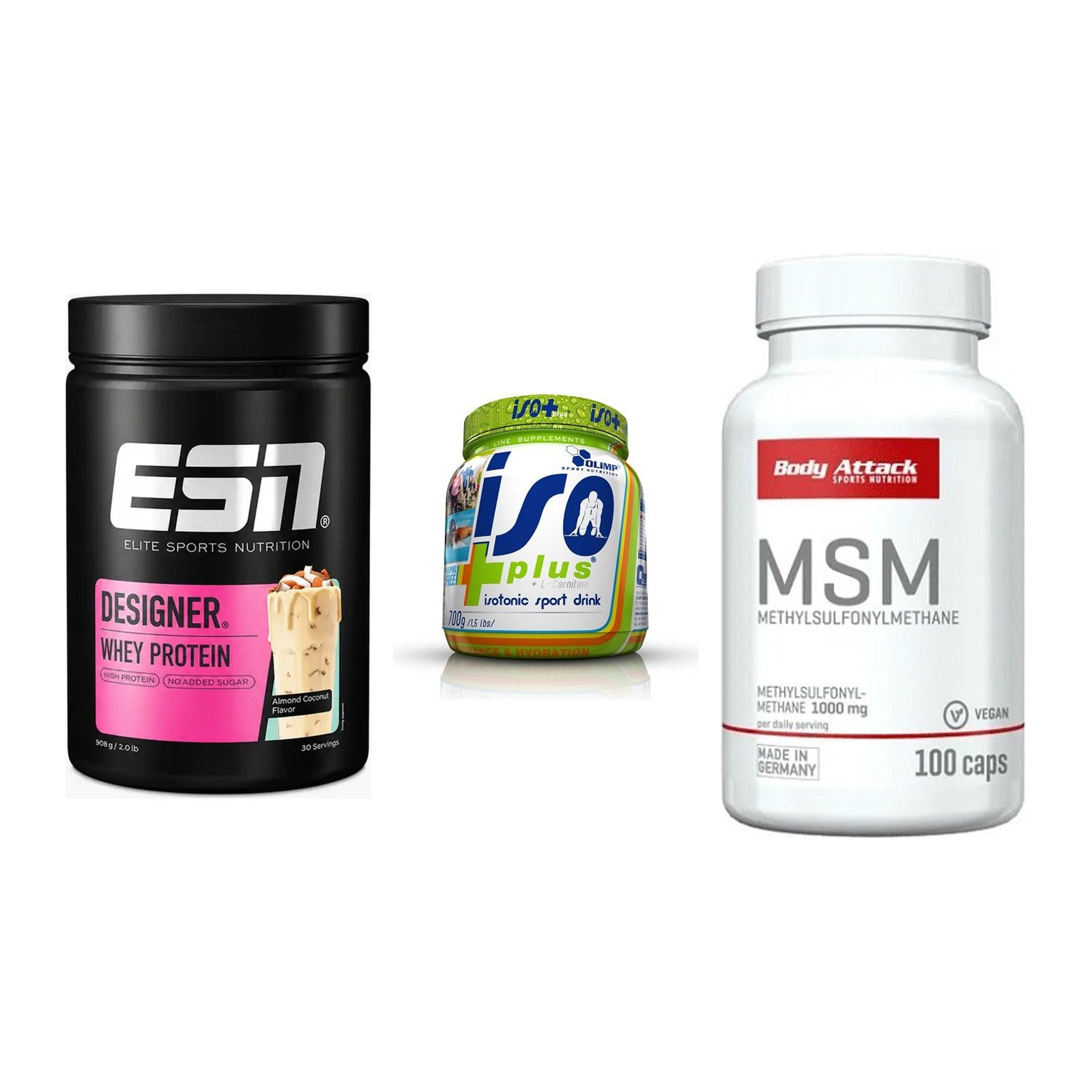 Regenerations-Set: ESN Designer + Olimp Iso Plus + Body Attack MSM – alle enthaltenen Artikel