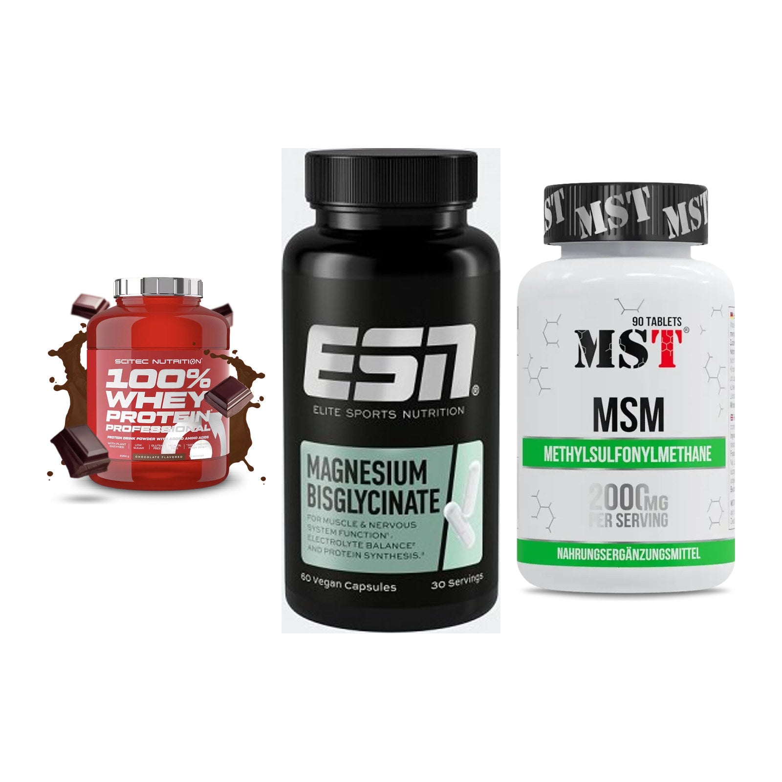 Regenerations-Set: Scitec 100% + ESN Magnesium + MST MSM 2000 / – alle enthaltenen Artikel