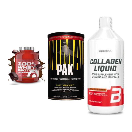 Regenerations-Set: Scitec 100% + Universal + BioTech Collage – alle enthaltenen Artikel