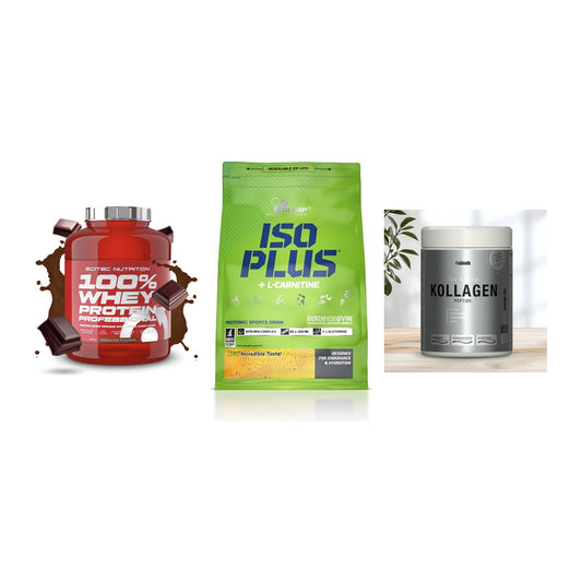 Regenerations-Set: Scitec 100% + Olimp Iso Plus + Sinob Kollagen – alle enthaltenen Artikel