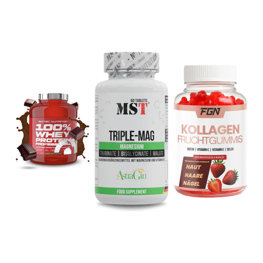 Regenerations-Set: Scitec 100% + MST Tripple Mag + FGN Kollagen 60 – alle enthaltenen Artikel