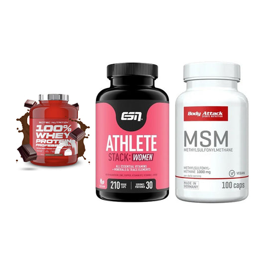 Regenerations-Set: Scitec 100% + ESN Athlete + Body Attack MSM – alle enthaltenen Artikel