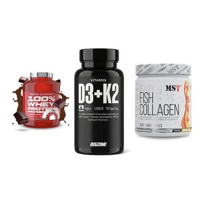 Regenerations-Set: Scitec 100% + Big Zone + MST Beauty Fish – alle enthaltenen Artikel