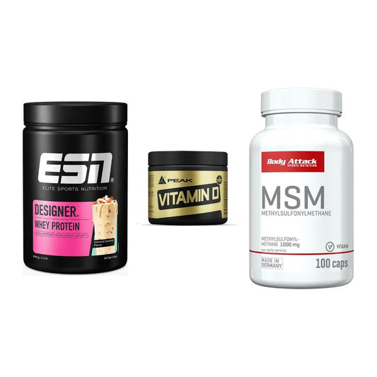 Regenerations-Set: ESN Designer + Peak Vitamin D + Body Attack MSM – alle enthaltenen Artikel