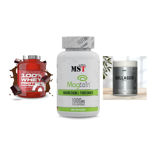 Regenerations-Set: Scitec 100% + MST Magnesium + Sinob Kollagen – alle enthaltenen Artikel
