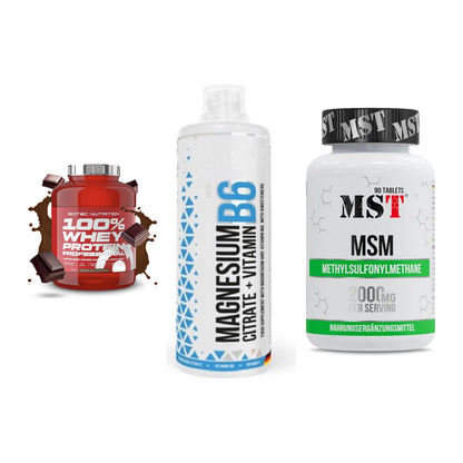 Regenerations-Set: Scitec 100% + MST Magnesium + MST MSM 2000 / – alle enthaltenen Artikel