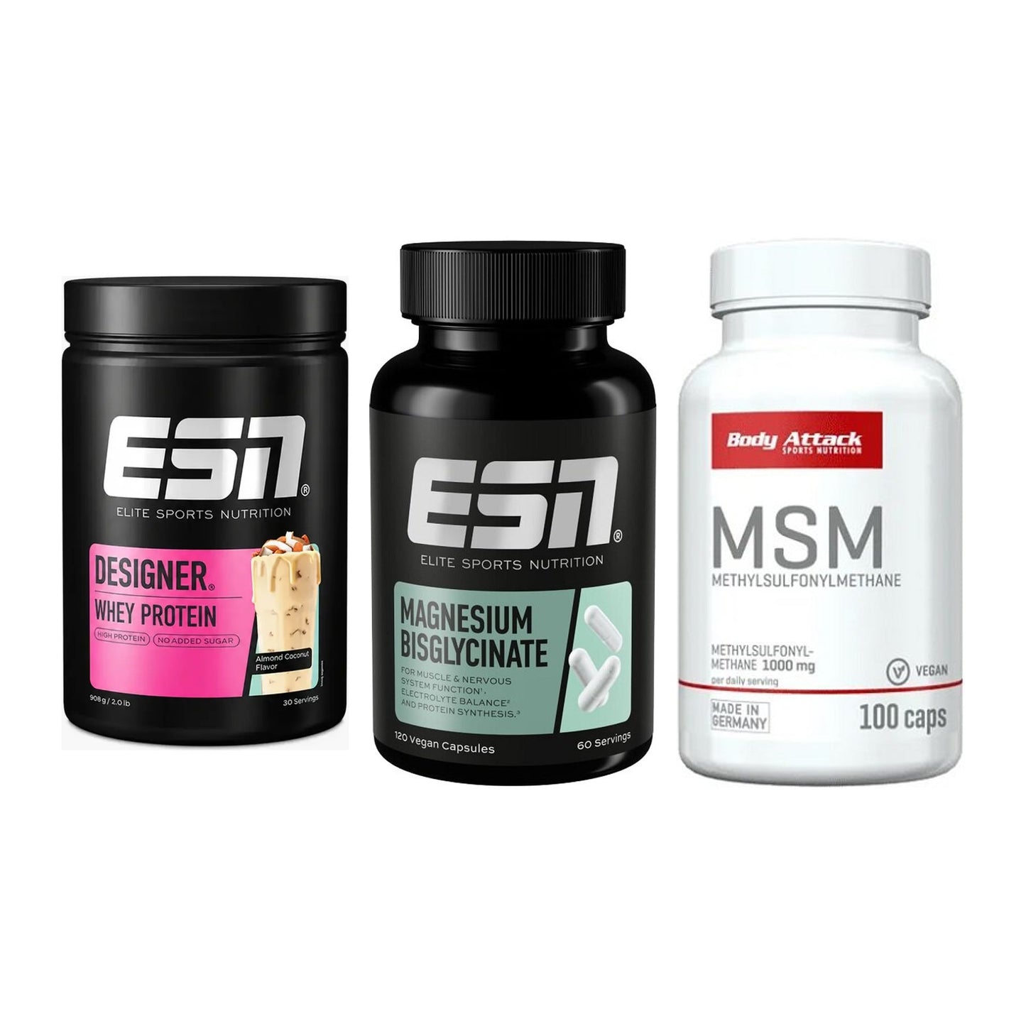 Regenerations-Set: ESN Designer + ESN Magnesium + Body Attack MSM – alle enthaltenen Artikel
