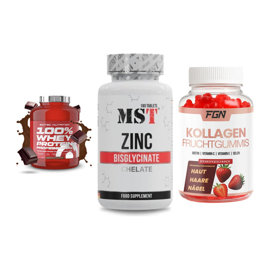 Regenerations-Set: Scitec 100% + MST Zinc + FGN Kollagen 60 – alle enthaltenen Artikel