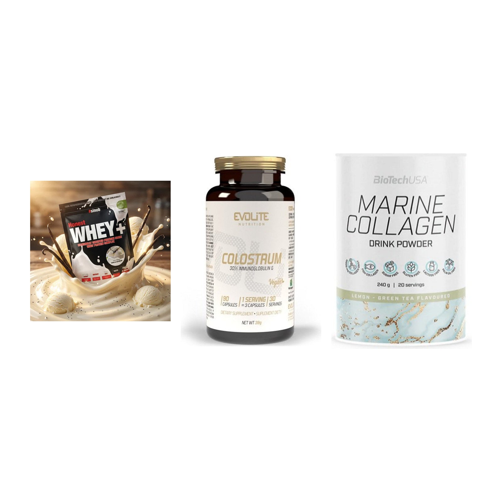Regenerations-Set: Sinob Honest + Evolite Nutriti + BioTech Marine – alle enthaltenen Artikel