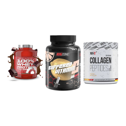 Regenerations-Set: Scitec 100% + Big Zone + MST Collagen – alle enthaltenen Artikel