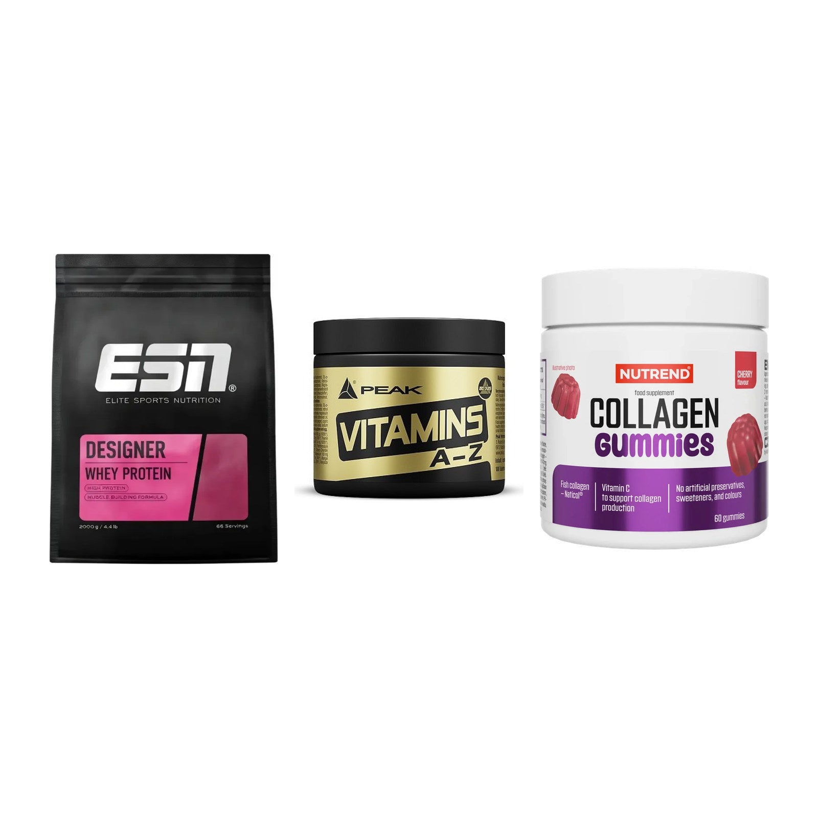 Regenerations-Set: ESN Designer + Peak Vitamin + Nutrend Collage – alle enthaltenen Artikel
