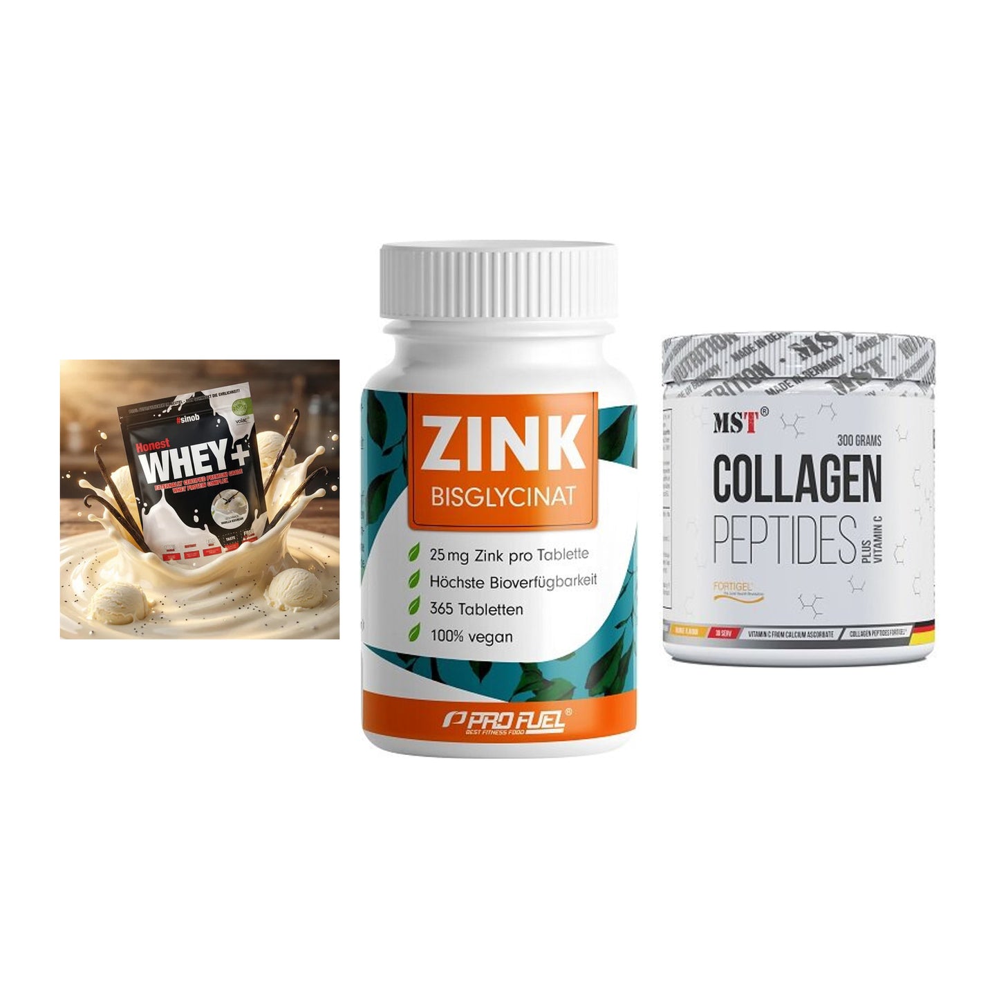 Regenerations-Set: Sinob Honest + ProFuel Zink + MST Collagen – alle enthaltenen Artikel