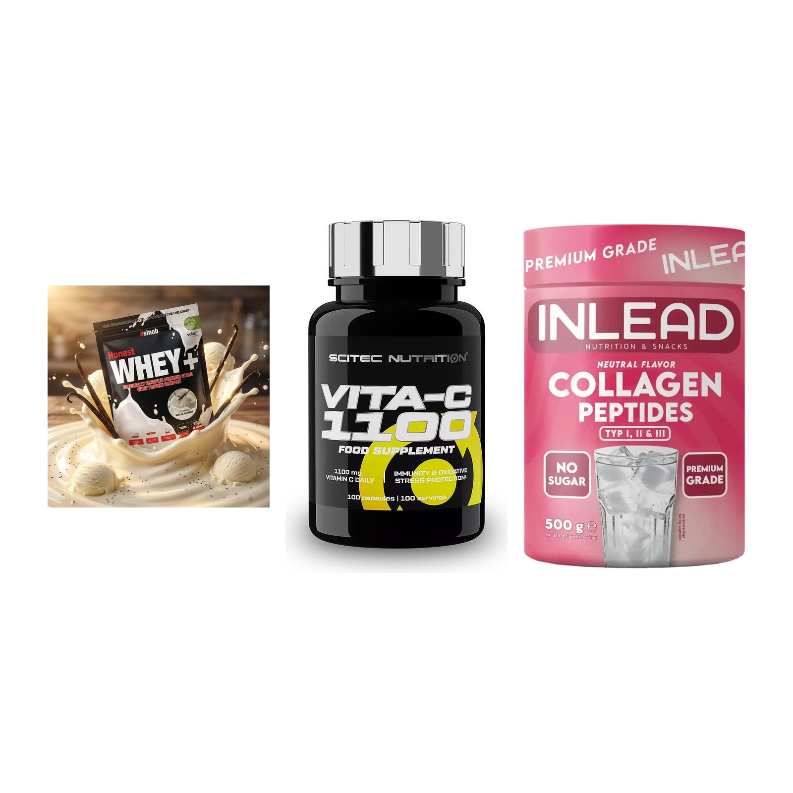 Regenerations-Set: Sinob Honest + Scitec Vitamin + INLEAD Collagen – alle enthaltenen Artikel