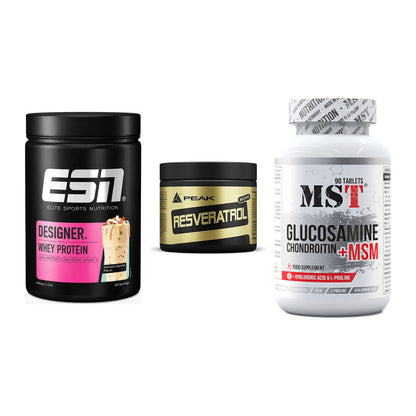 Regenerations-Set: ESN Designer + Peak Resveratro + MST Glucosamine – alle enthaltenen Artikel