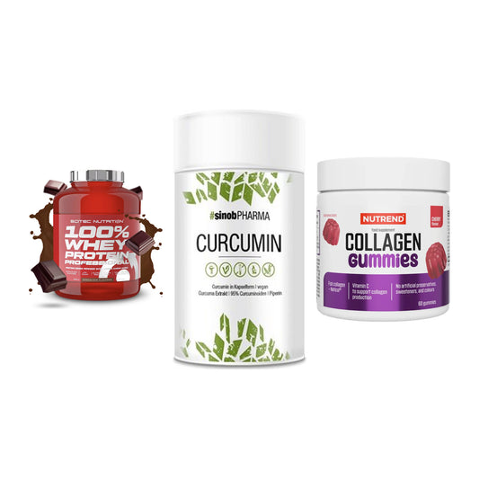 Regenerations-Set: Scitec 100% + Sinob Curcumin + Nutrend Collage – alle enthaltenen Artikel