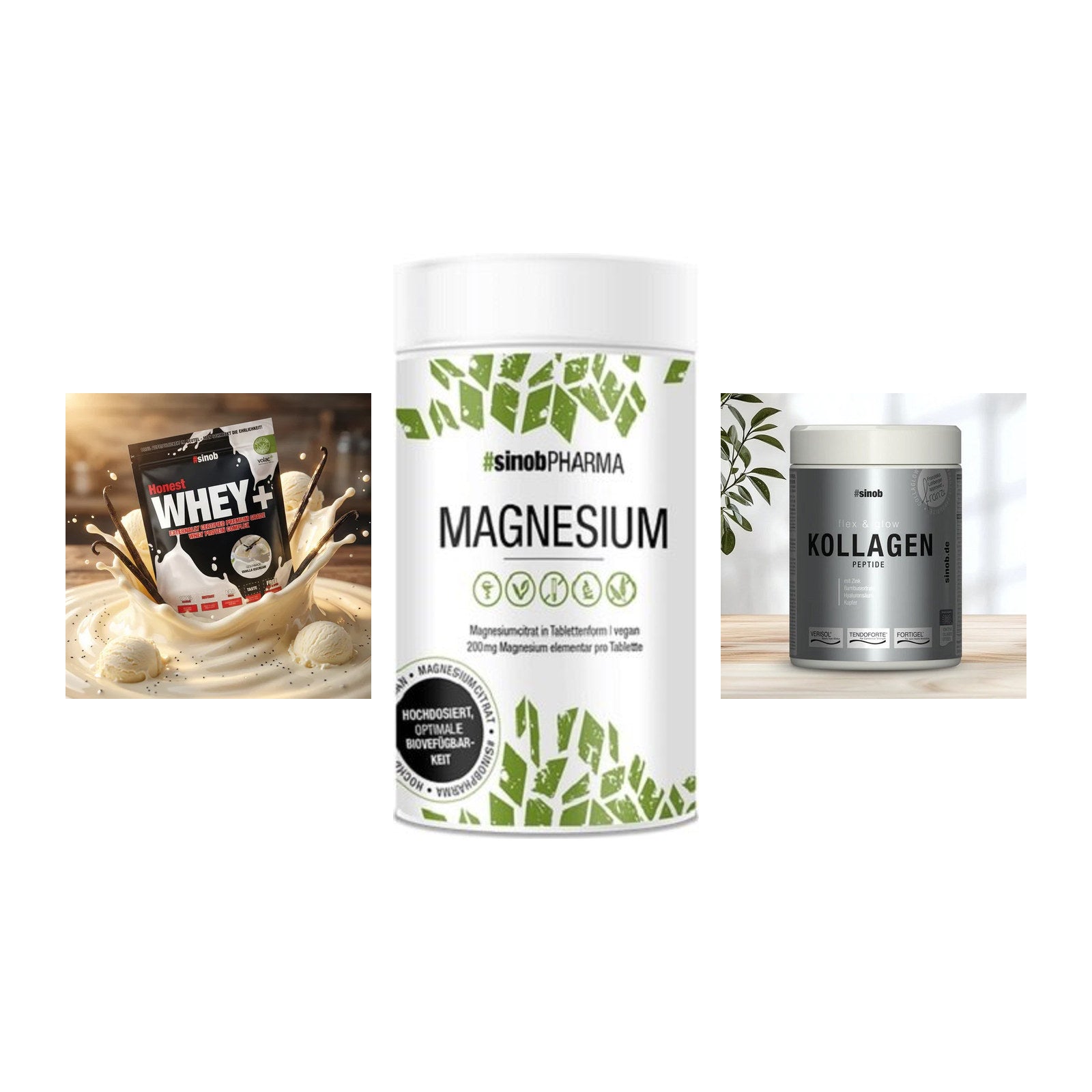 Regenerations-Set: Sinob Honest + Sinob Magnesium + Sinob Kollagen – alle enthaltenen Artikel