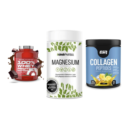 Regenerations-Set: Scitec 100% + Sinob Magnesium + ESN Collagen – alle enthaltenen Artikel