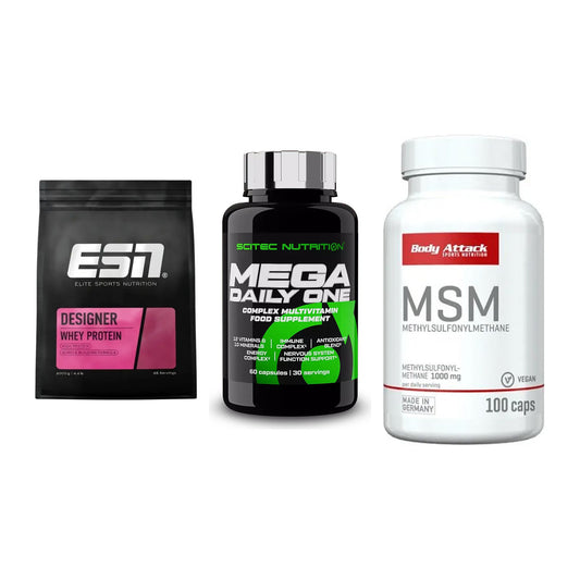 Regenerations-Set: ESN Designer + Scitec Mega + Body Attack MSM – alle enthaltenen Artikel