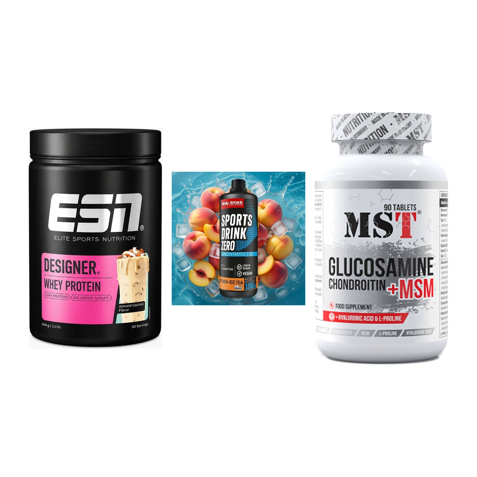 Regenerations-Set: ESN Designer + Body Attack + MST Glucosamine – alle enthaltenen Artikel