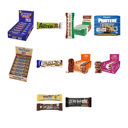 Riegel-Großbox: Snickers LOW + Olimp Protei + Barebells + 7 weitere – alle enthaltenen Artikel