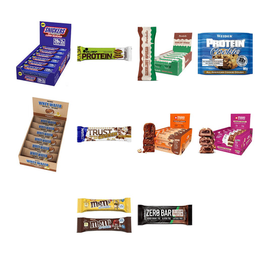 Riegel-Großbox: Snickers LOW + Olimp Protei + Barebells + 7 weitere – alle enthaltenen Artikel