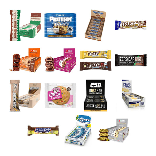 Riegel-Monatsvorrat: Barebells Spread + Weider Protein + 13 weitere – alle enthaltenen Artikel