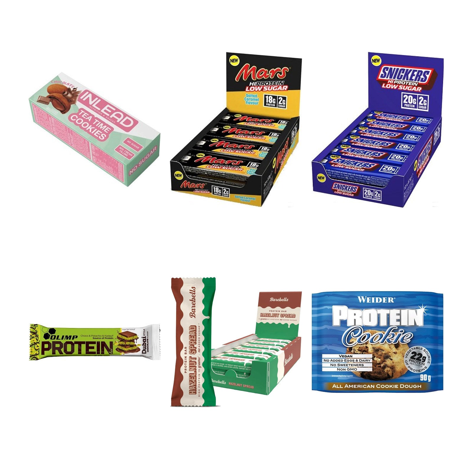 Riegel-Probierset: INLEAD Tea Time + Mars Low Sugar + 4 weitere – alle enthaltenen Artikel