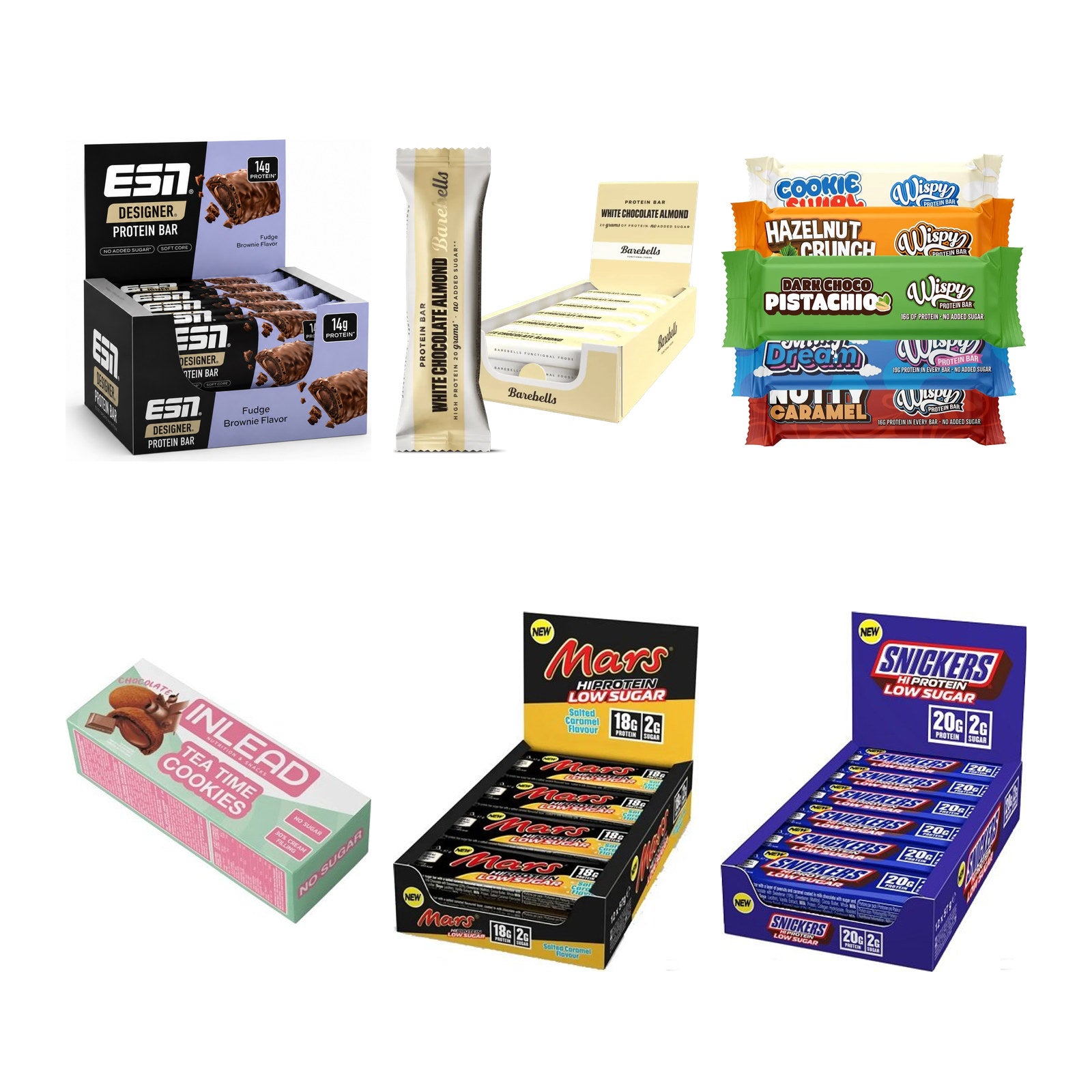 Riegel-Probierset: ESN Designer Bar + Barebells Protein + 4 weitere – alle enthaltenen Artikel