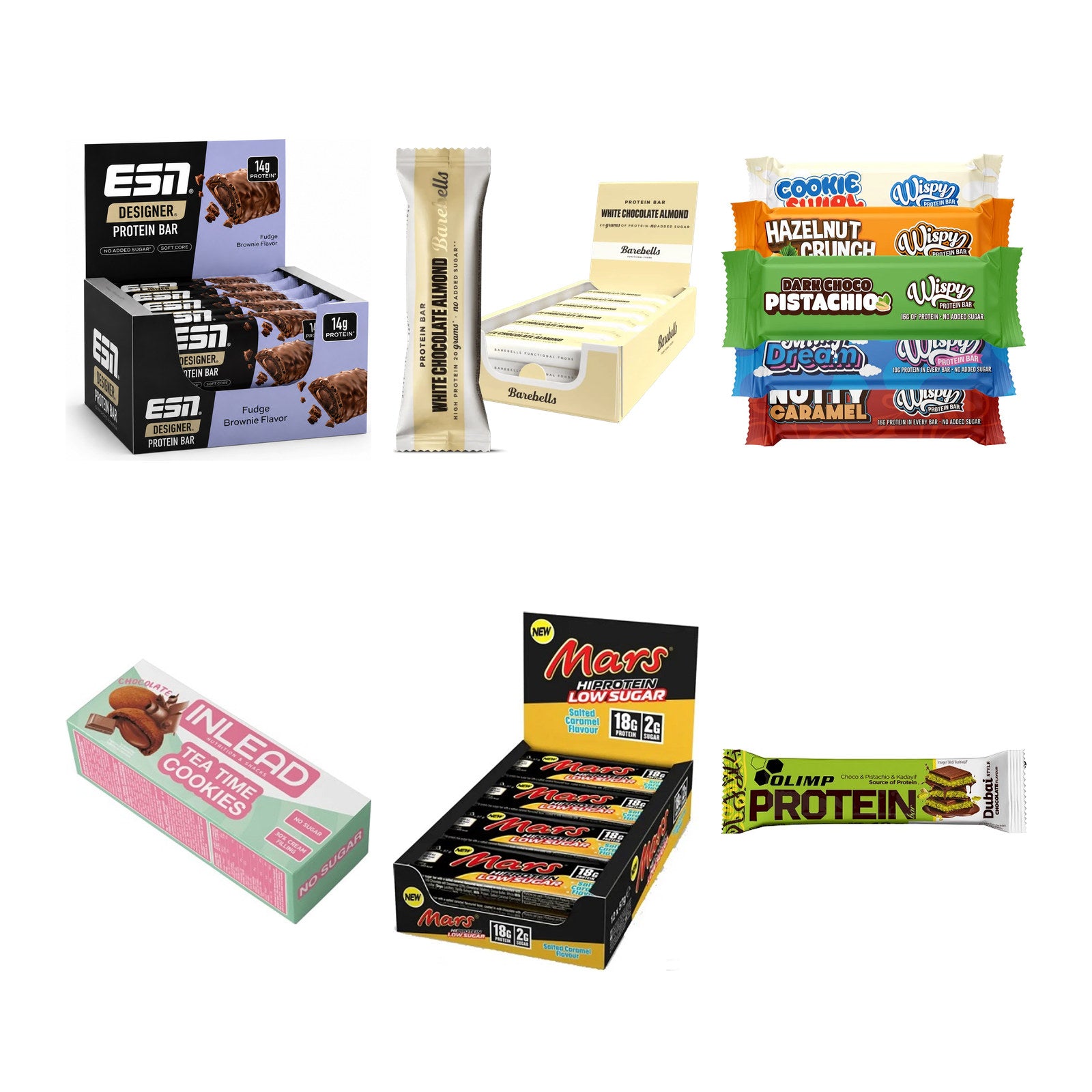 Riegel-Probierset: ESN Designer Bar + Barebells Protein + 4 weitere – alle enthaltenen Artikel