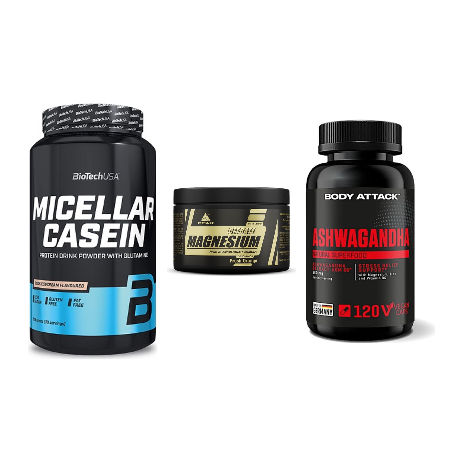 Schlaf & Erholung: BioTech Micella + Peak Magnesium + Body Attack – alle enthaltenen Artikel