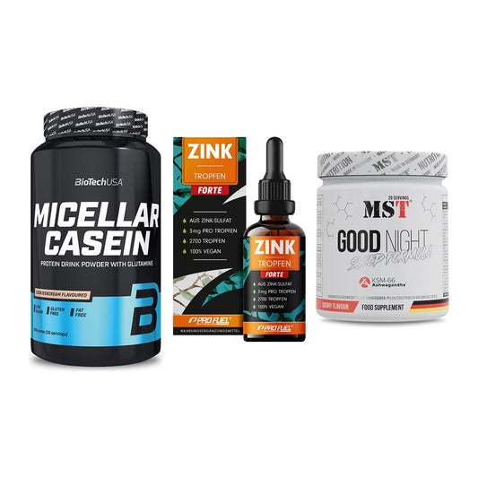 Schlaf & Erholung: BioTech Micella + ProFuel Zink + MST Good Night – alle enthaltenen Artikel