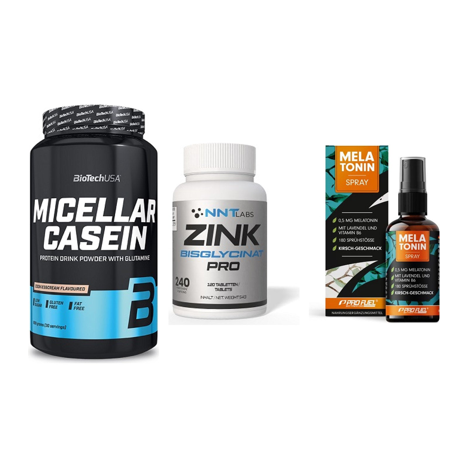 Schlaf & Erholung: BioTech Micella + NNT Zink 50mg + ProFuel Melaton – alle enthaltenen Artikel